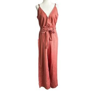 Monteau Pink Rose Linen Blend Jumpsuit Women's Size Small | 32-22-2
